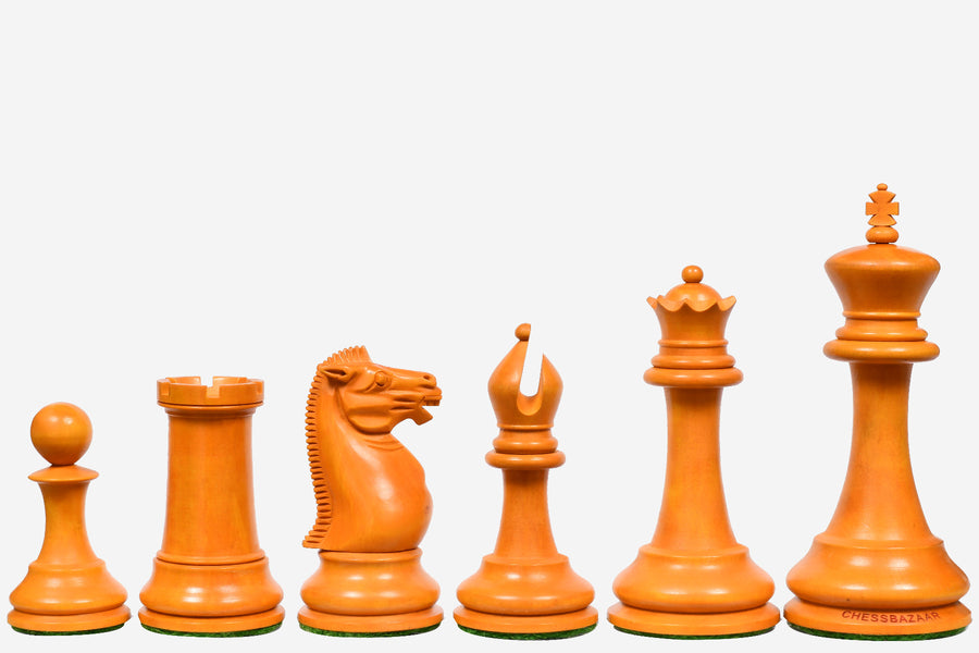 1860 Anderssen Drop-Jaw Staunton Chess Pieces Ebony & Antiqued 4.5"- King