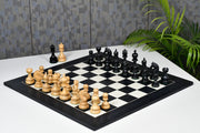 Indian Chetak II Customized Staunton Chess Set in Ebony & Boxwood with Black Anigre Maple Chessboard - 4.2" King
