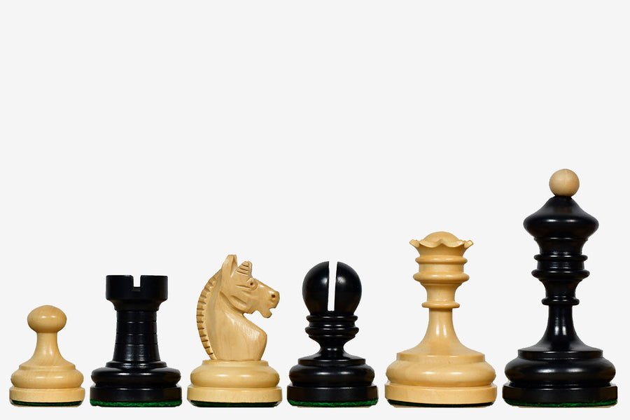 1930 Knubbel Analysis Chess Pieces in Ebonized & Natural Boxwood 3"- king