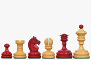 Vintage 1930 Knubbel Analysis Chess Pieces in Stained Crimson and Boxwood - 3" King