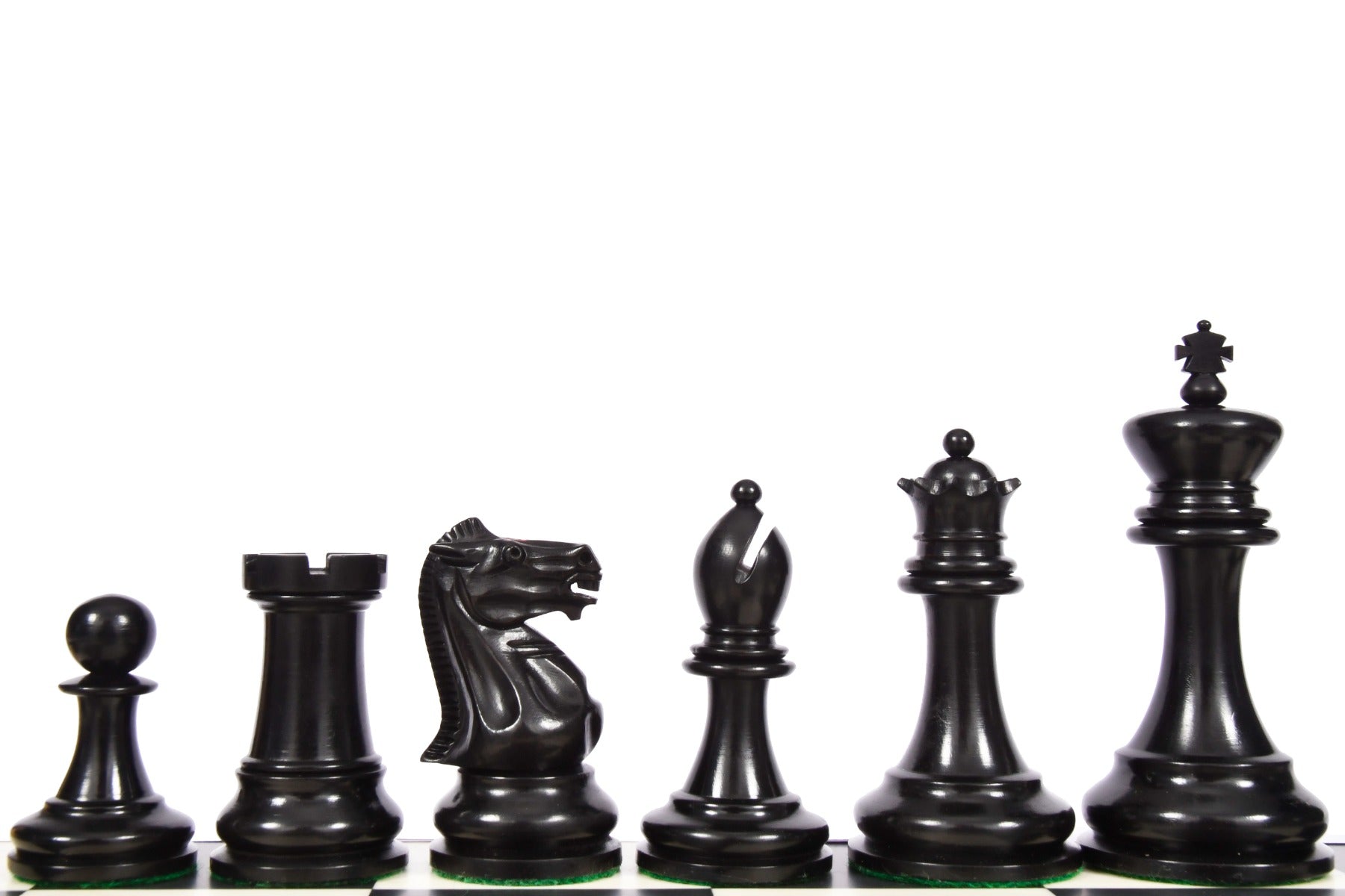 Reproduced 1880s-90s Circa Lasker Staunton Pattern Antique Chess Pieces in Ebony / Boxwood with King Side Stamping - 3.75" King