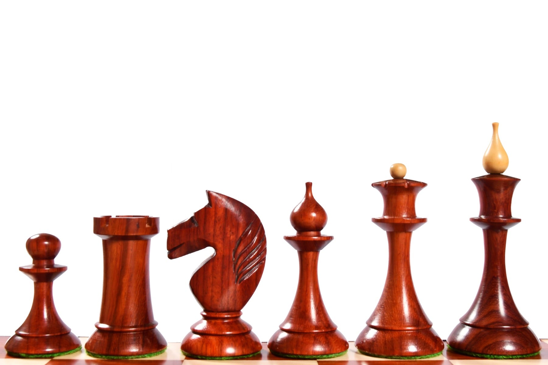 The 1950s Soviet (Russian) Latvian Reproduced Chess Pieces in Bud Rosewood & Natural Boxwood - 4.1" King