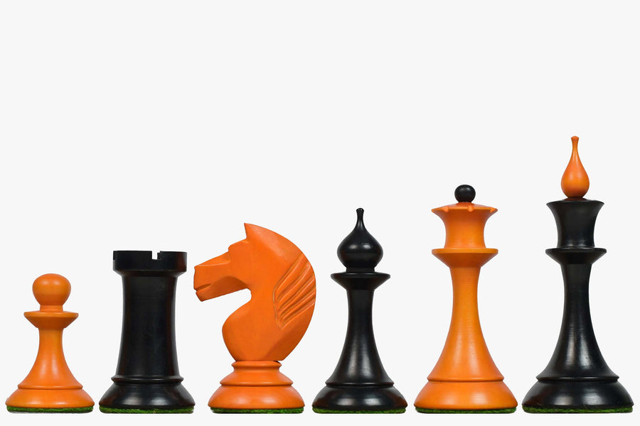 1950s Soviet Latvian Chess Pieces in Ebonized & Antiqued Boxwood 4.1"- King