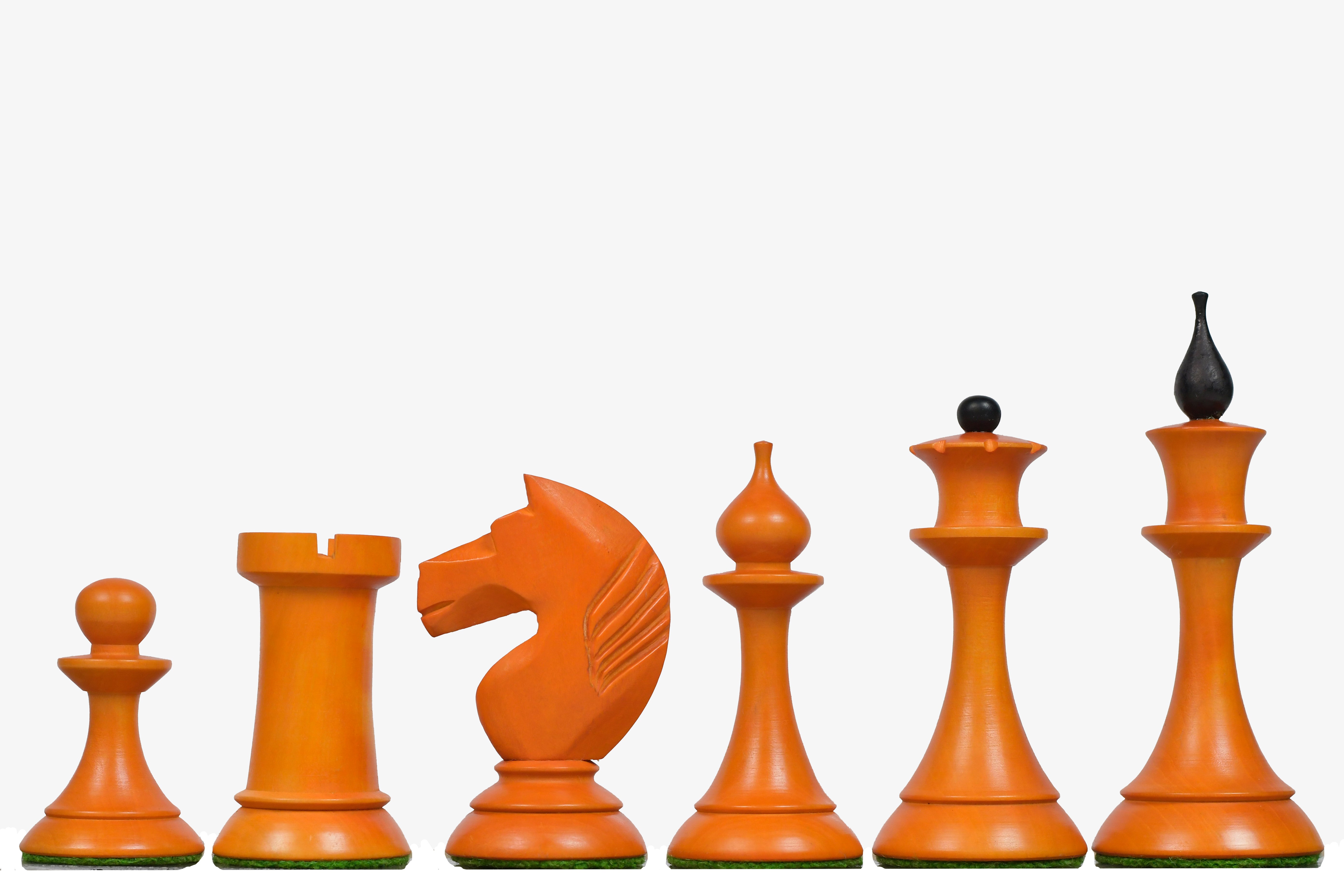 1950s' Soviet (Russian) Latvian Chess Pieces in Ebonized / Antiqued Boxwood - 4.1" King