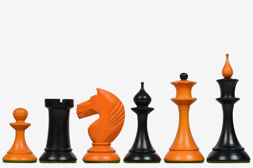 1950s' Soviet (Russian) Latvian Chess Pieces in Ebonized / Antiqued Boxwood - 4.1" King