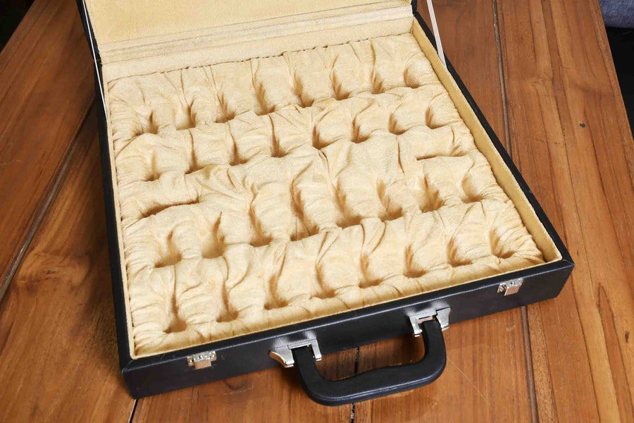 Black Leatherette Chess Coffer for 15" Board & Up to 3.0" Pieces