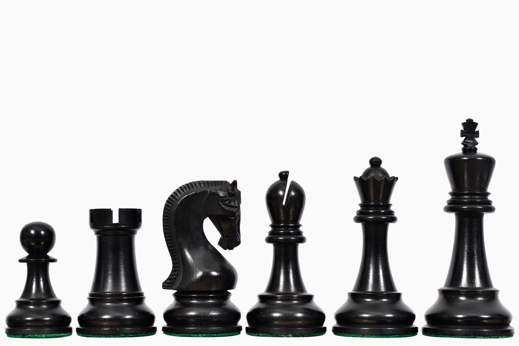 The Leningrad Club-Sized Wooden Chess Pieces in Black Ebonized Wood & Boxwood- 4.0" King
