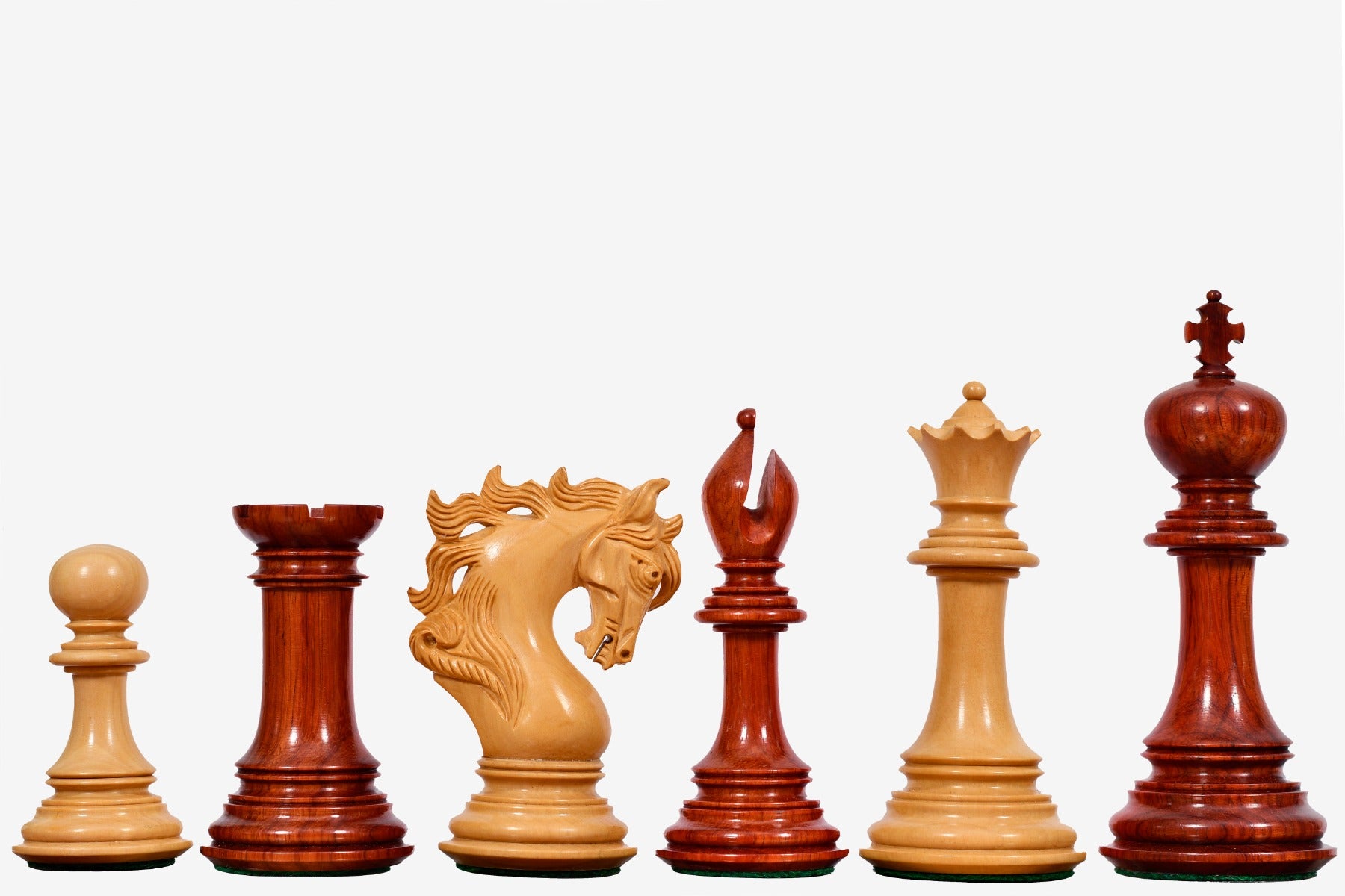 Viking Series Triple Weighted Staunton Luxury Chess Pieces – Handcrafted Bud Rosewood & Boxwood, 4.4” King