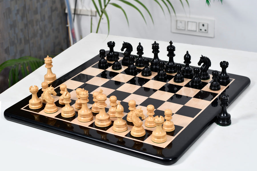 Indian Chetak II Staunton Chess Set Ebony 4.2" with Wooden Board