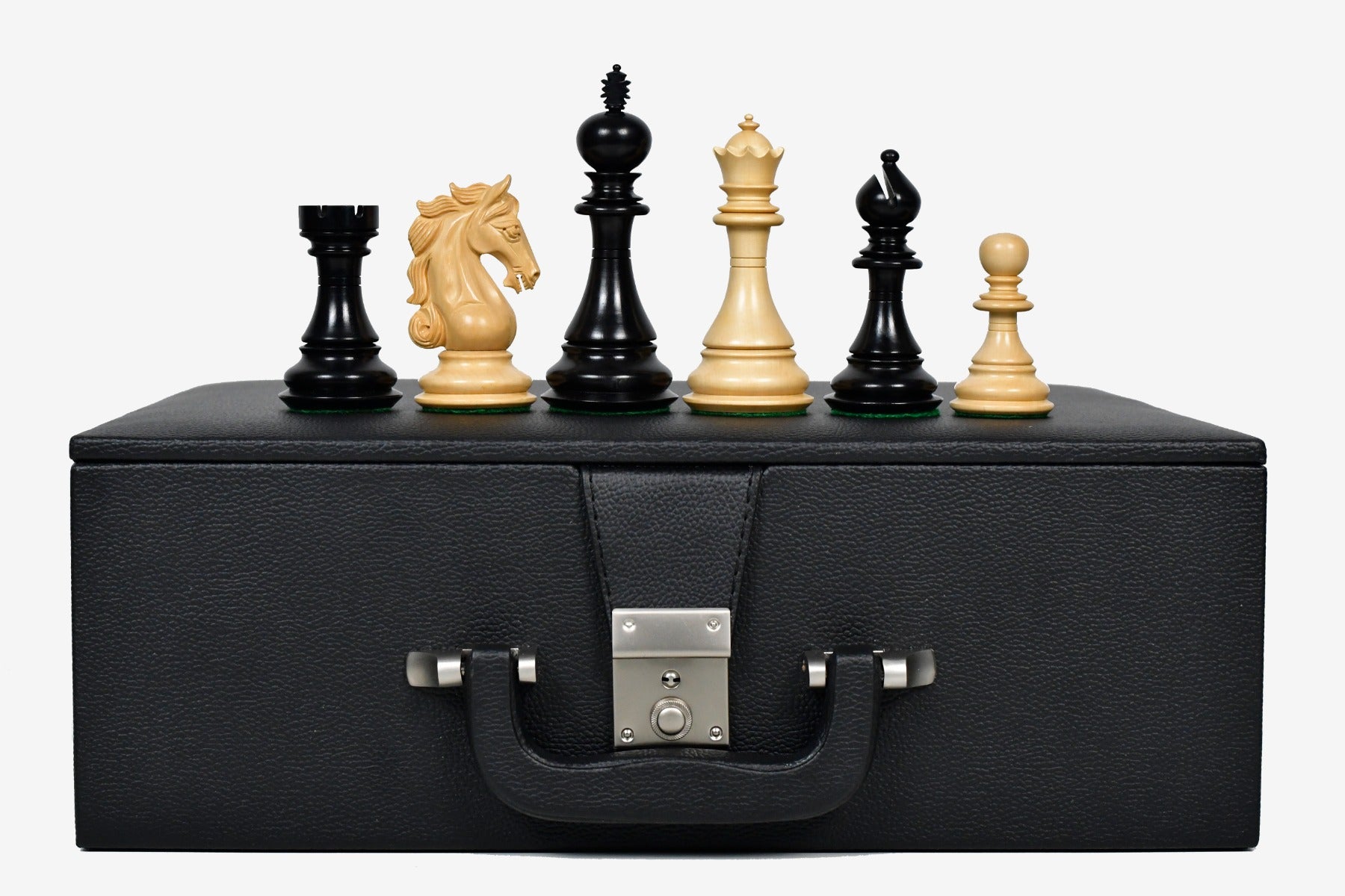 The Shera Series Chess Pieces V2.0 in Ebony/Boxwood - 4.4" King with Box