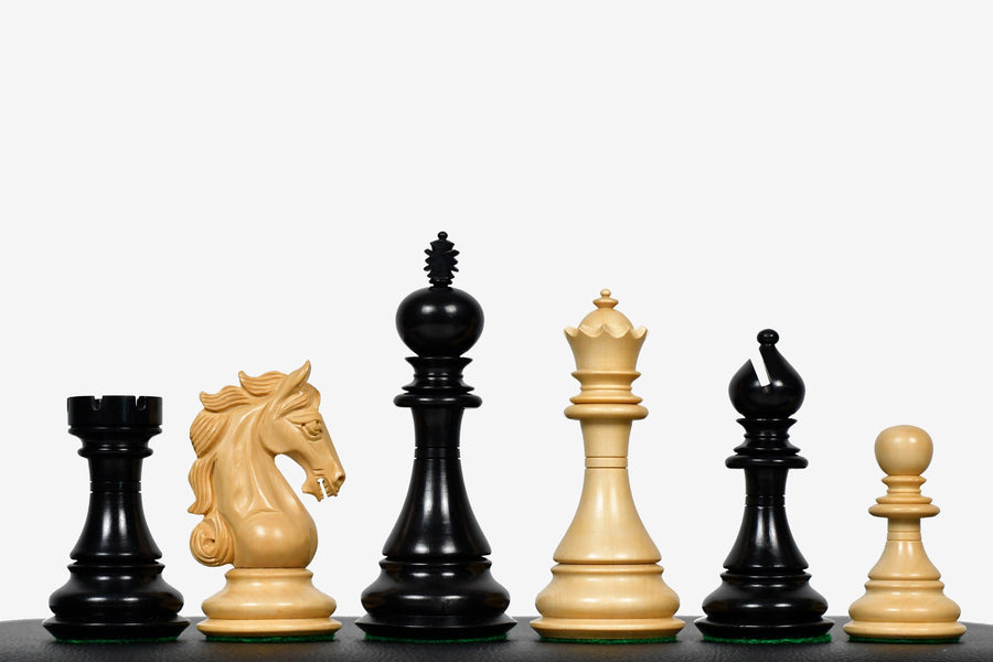 The Shera Series Chess Pieces V2.0 in Ebony/Boxwood - 4.4" King with Box
