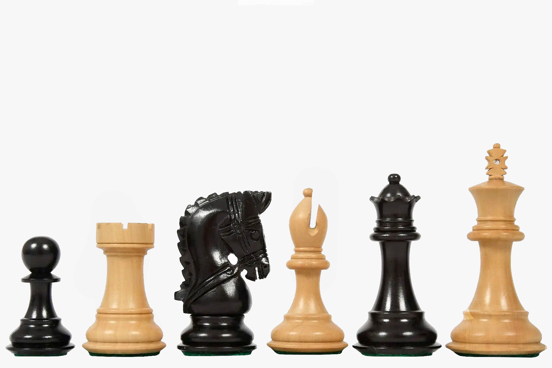 The Bridle Series Wooden Chess Pieces in Ebony & Box Wood - 3.58" King By Chessbazaar