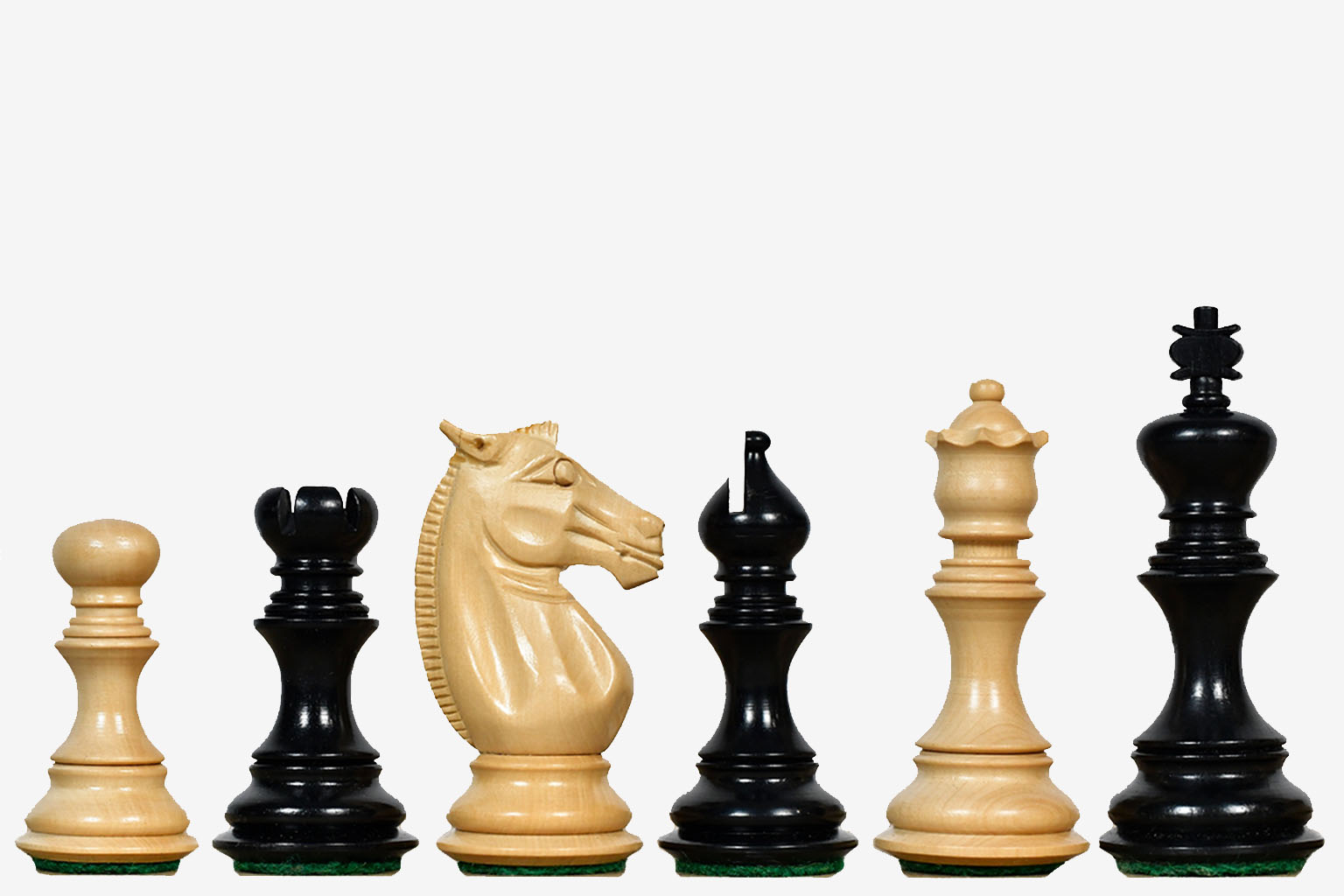 Meghdoot Staunton Chess Pieces in Ebony & Boxwood - 3.2" King