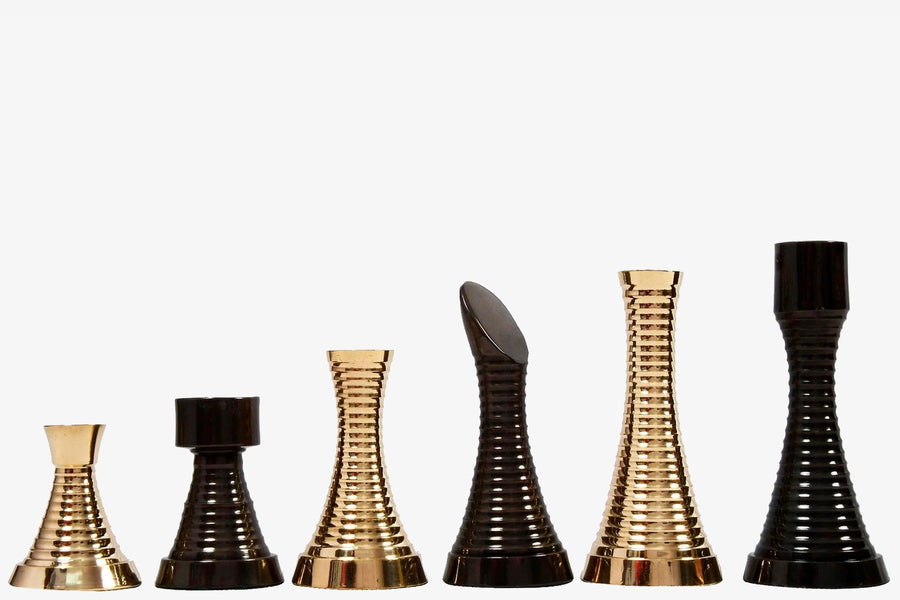Heavy Weighted Brass Metal Chess Pieces Shiny Gold & Black 3.1" King