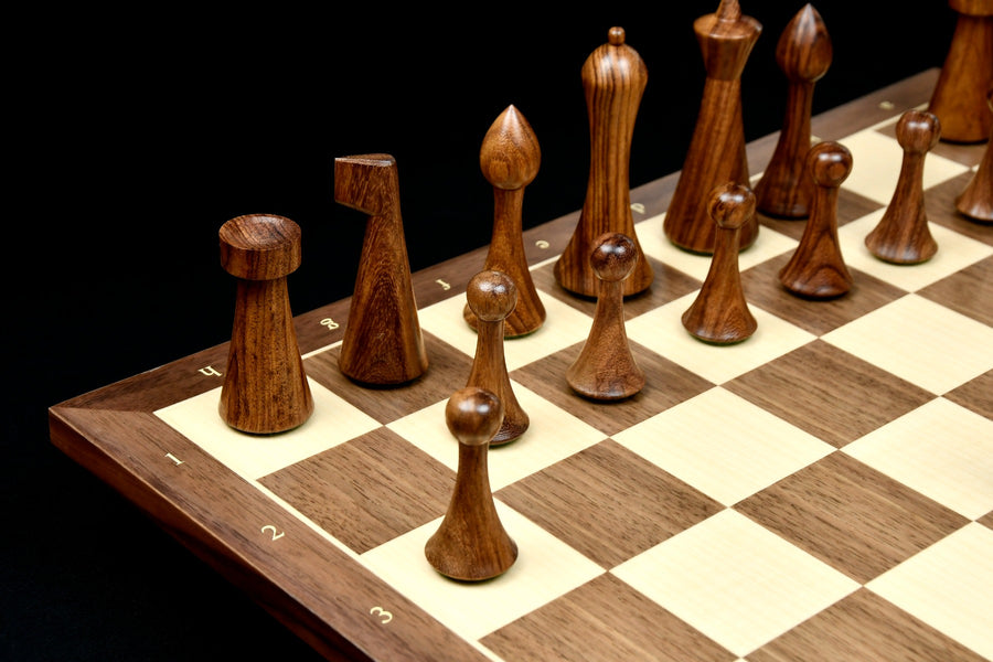 Minimalist Hermann Ohme Chess Pieces Sheesham & Boxwood 3.75" King