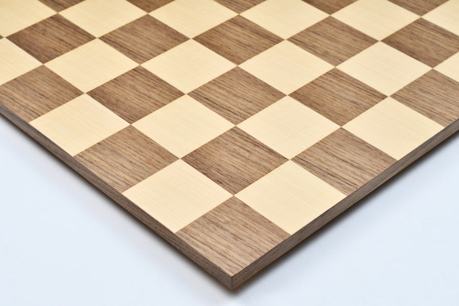Minimalist Walnut & Maple Borderless Matte Chess Board 19" (60mm) | CHESSBAZAAR