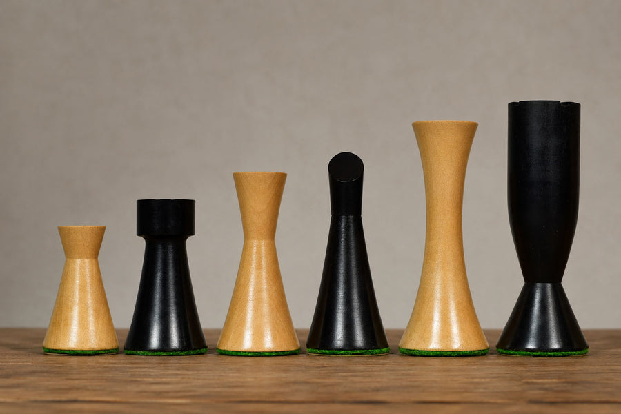 Minimalist Midnight Contemporary Chess Pieces Ebonized Boxwood 3.4"- King