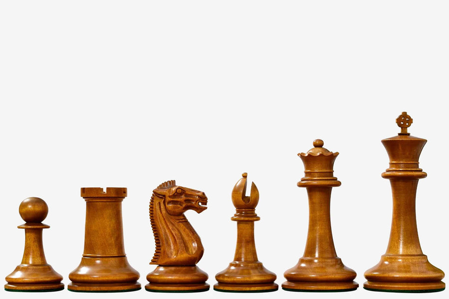 Nathaniel Cooke 1849 Staunton Collector Chess Pieces in  Antique Wood & Ebony Wood - 4.5" King