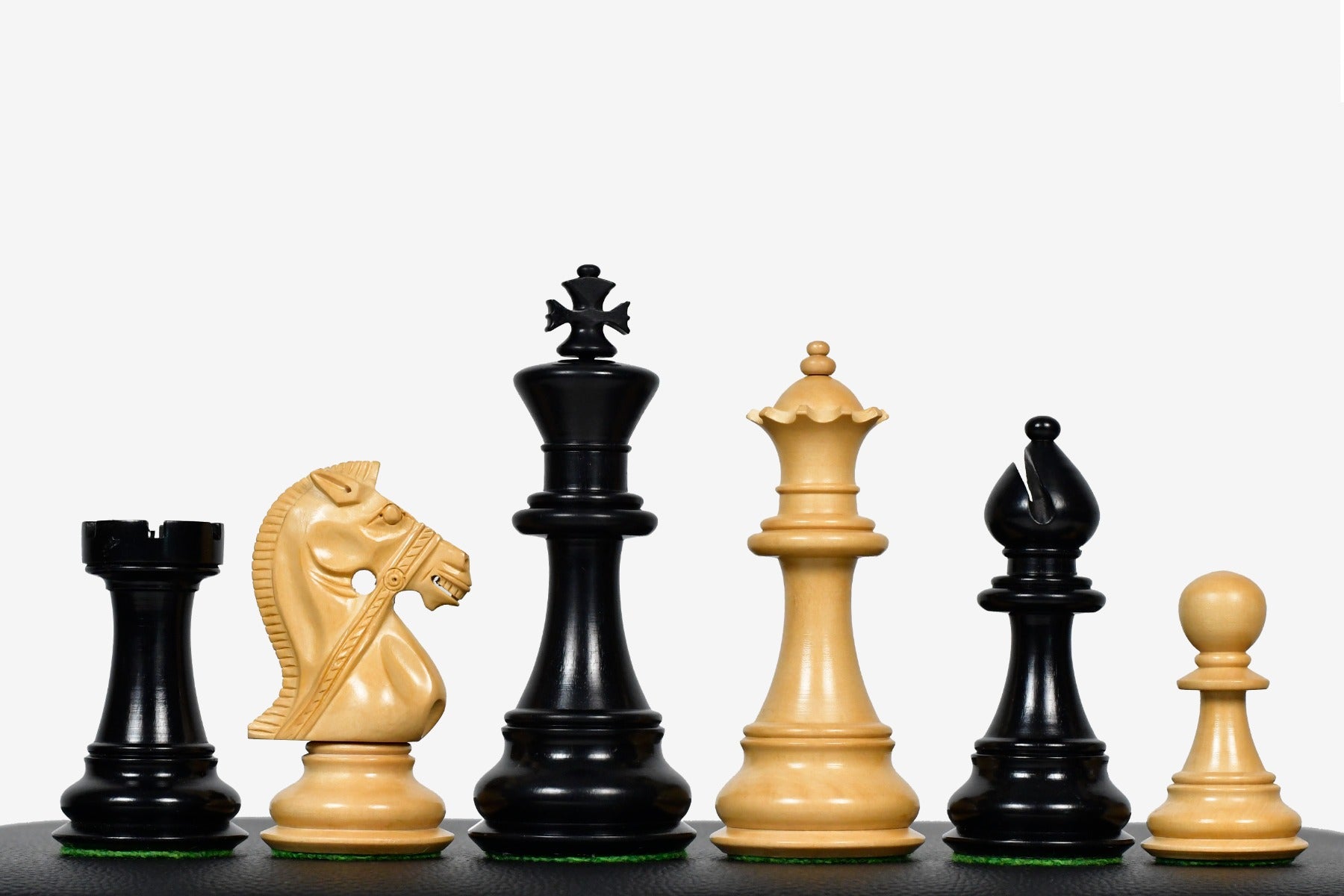The Bridle Series Chess Pieces in Ebony & Box Wood - 4.8" King with Storage Box
