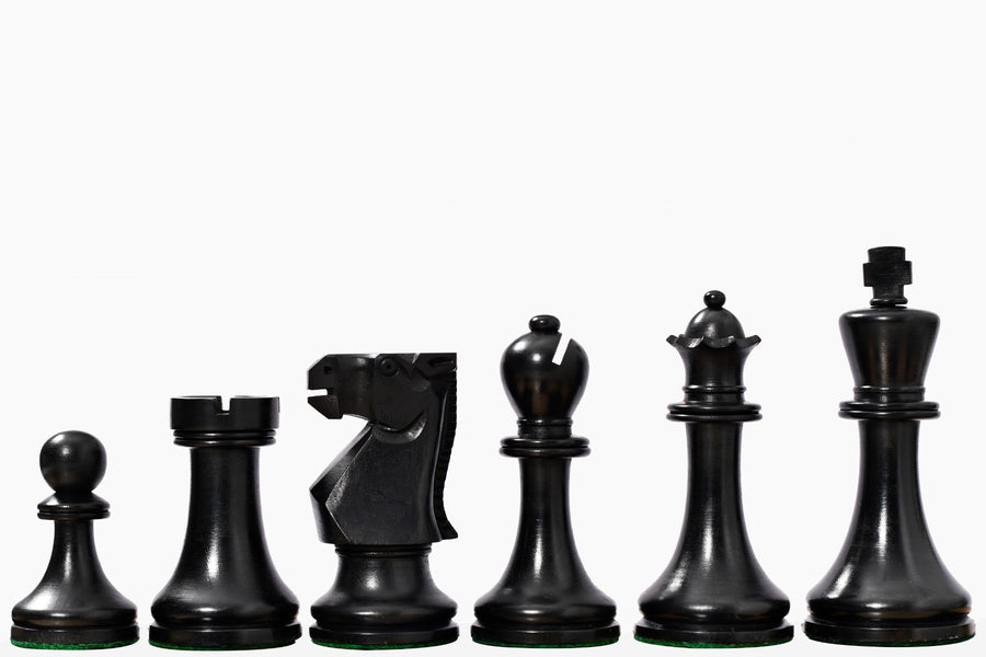 Old Vintage English Staunton Chess Pieces Ebonized Wood 3.8"- King
