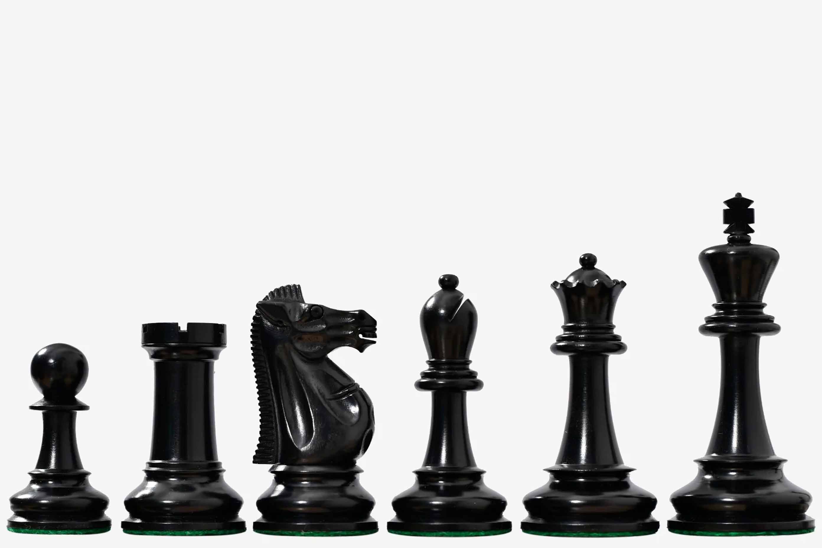 1966 17th Chess Olympiad Repro Weighted Pieces Ebonized Wood 4.0"- king
