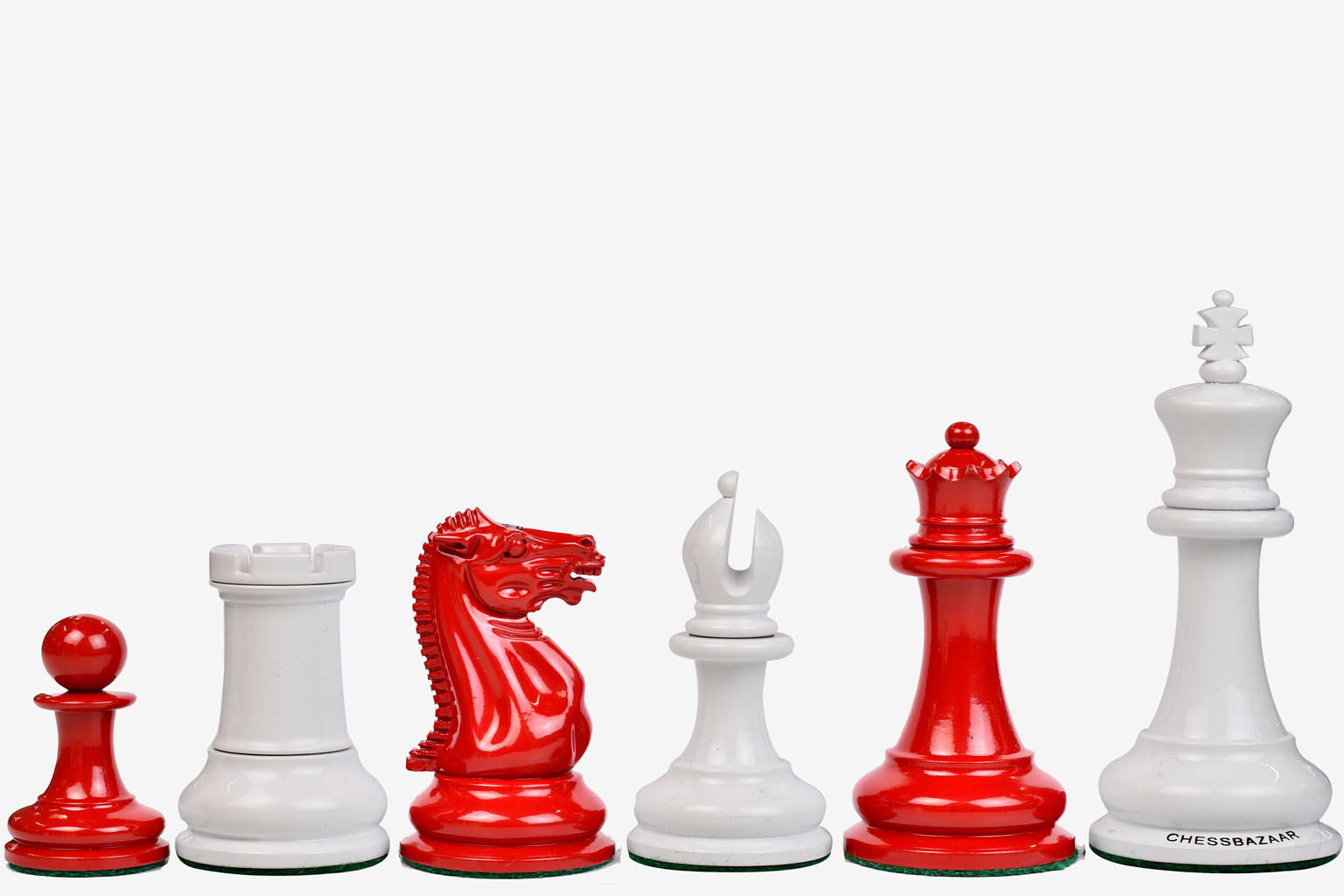 1849 Original Staunton Chess Pieces Lacquer Crimson & Ivory 4.5" King
