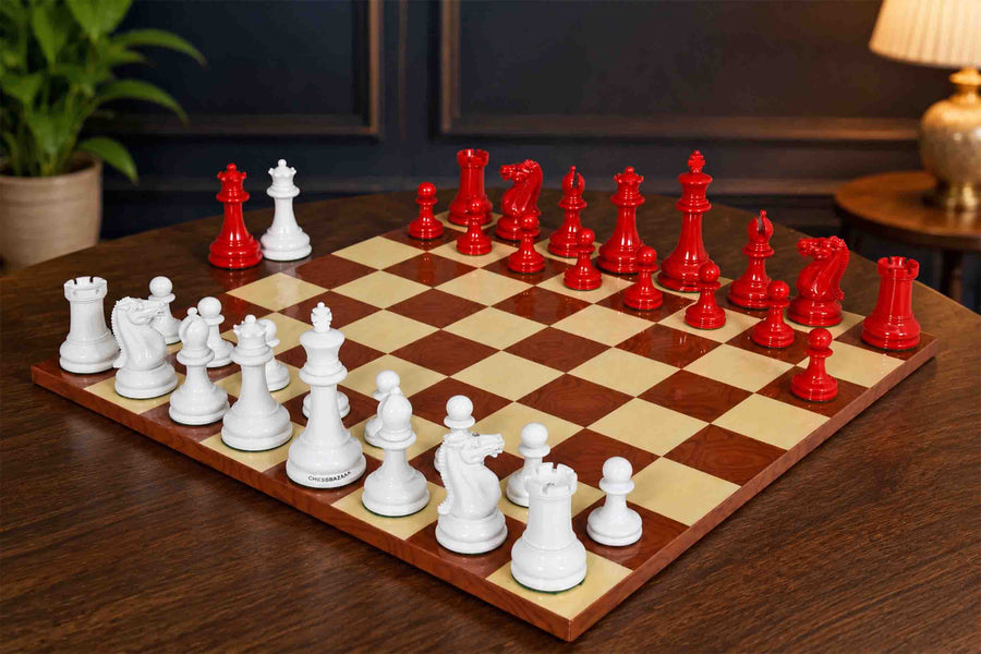 Repro 1849 Original Staunton Chess Pieces 4.5" King with Chess Board