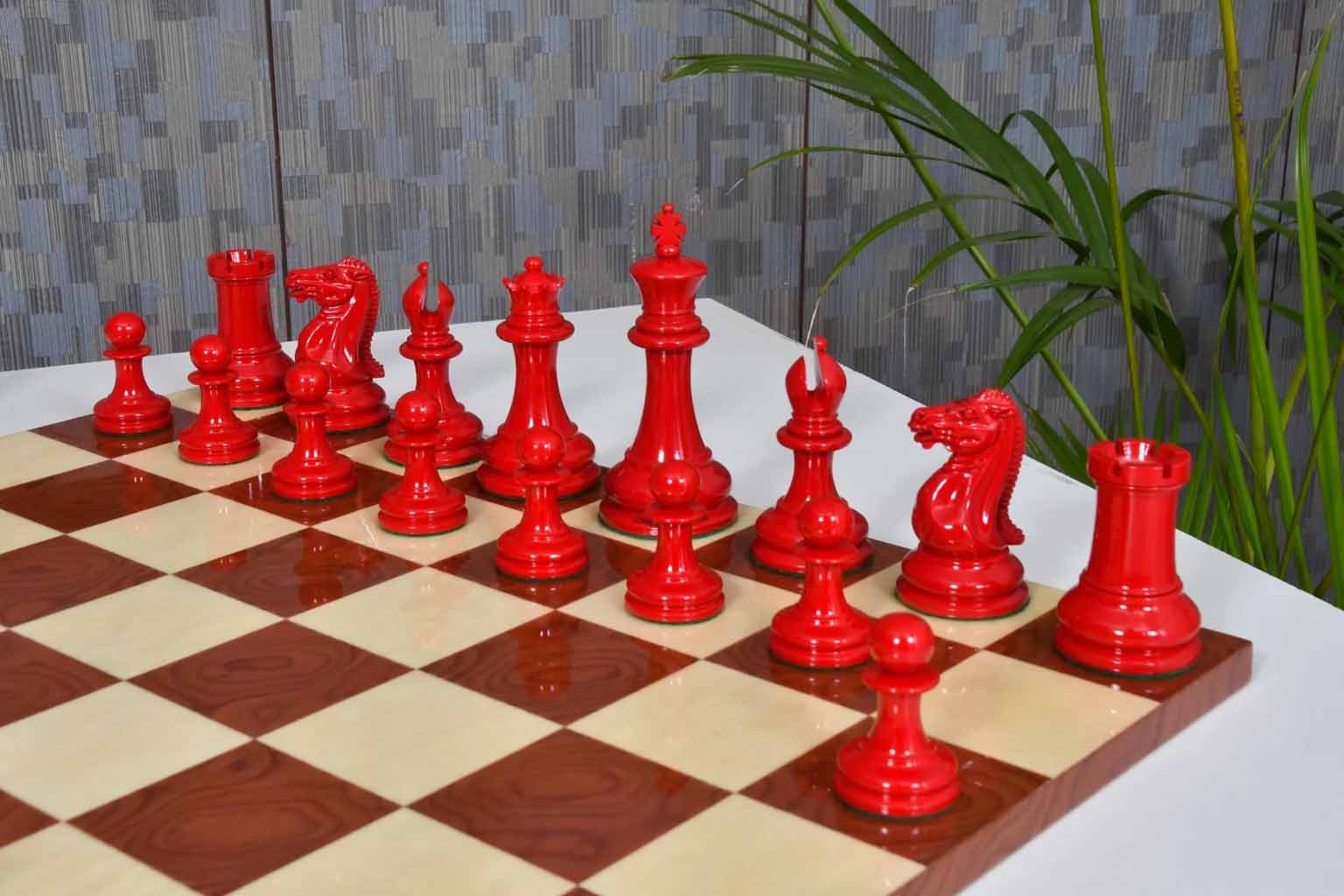 Repro 1849 Original Staunton Chess Pieces 4.5" King with Chess Board