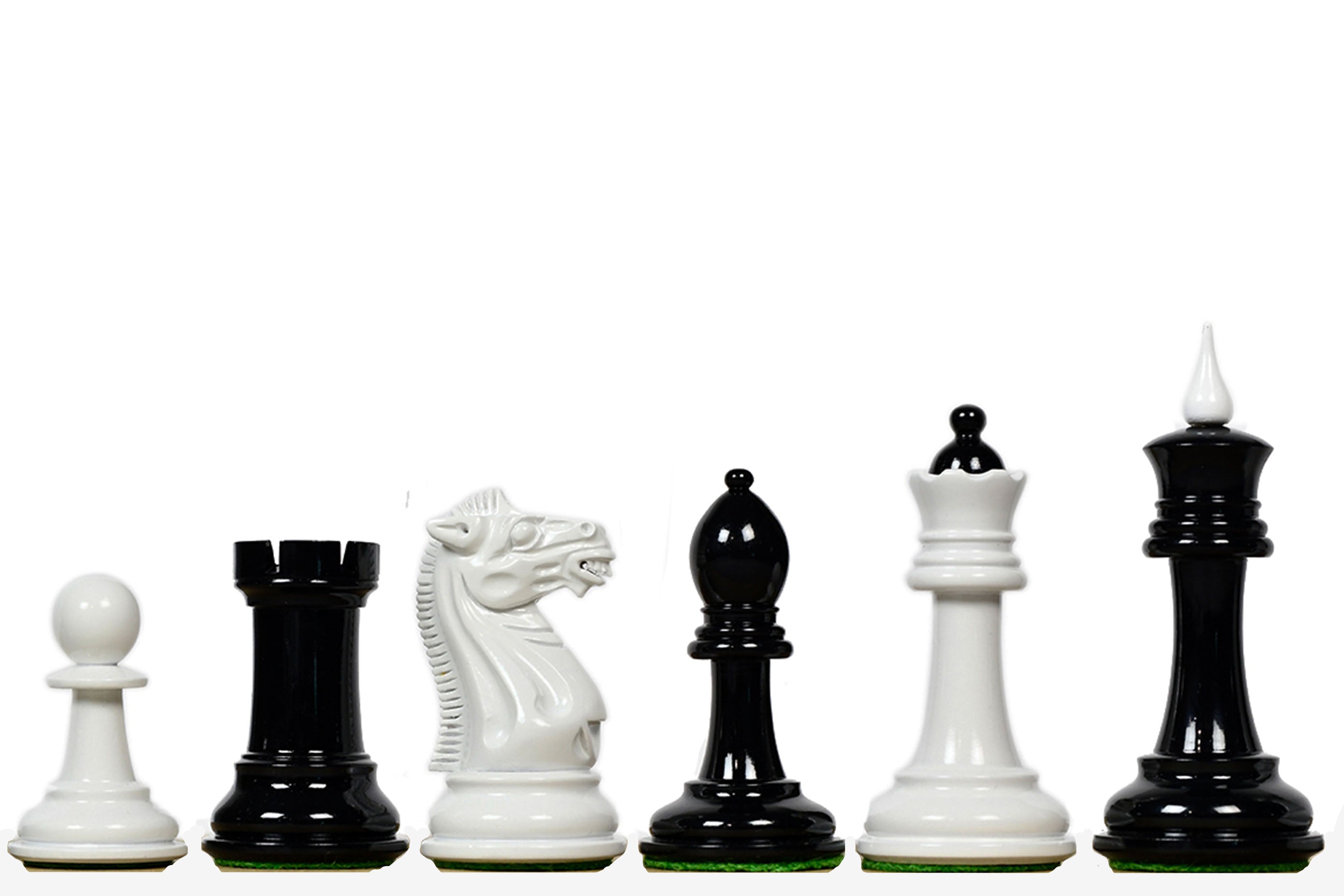 Reproduced 1940 Soviet Club Chess Set Painted Ebony & Ivory White 4.0" King