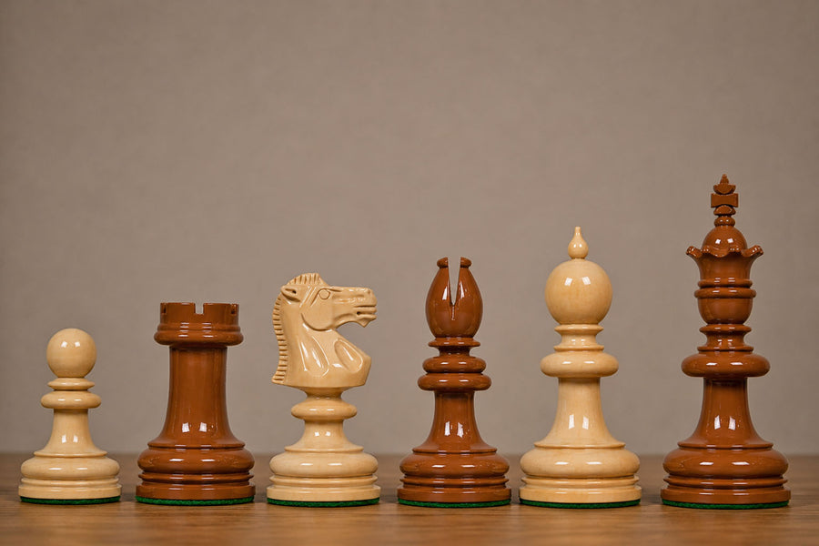 Exclusive Repro William Hallett Chess Pieces Golden Dyed Boxwood 4.0"- King