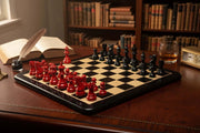 Smokey Staunton Chess Pieces in Painted Boxwood 3.8" with Board