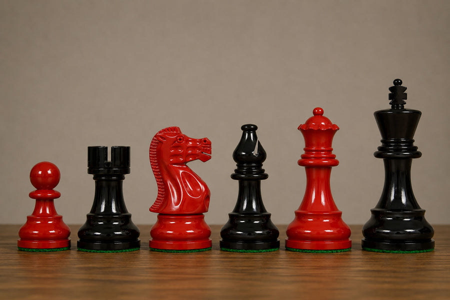 Smokey Staunton Chess Pieces in Painted Boxwood 3.8" King