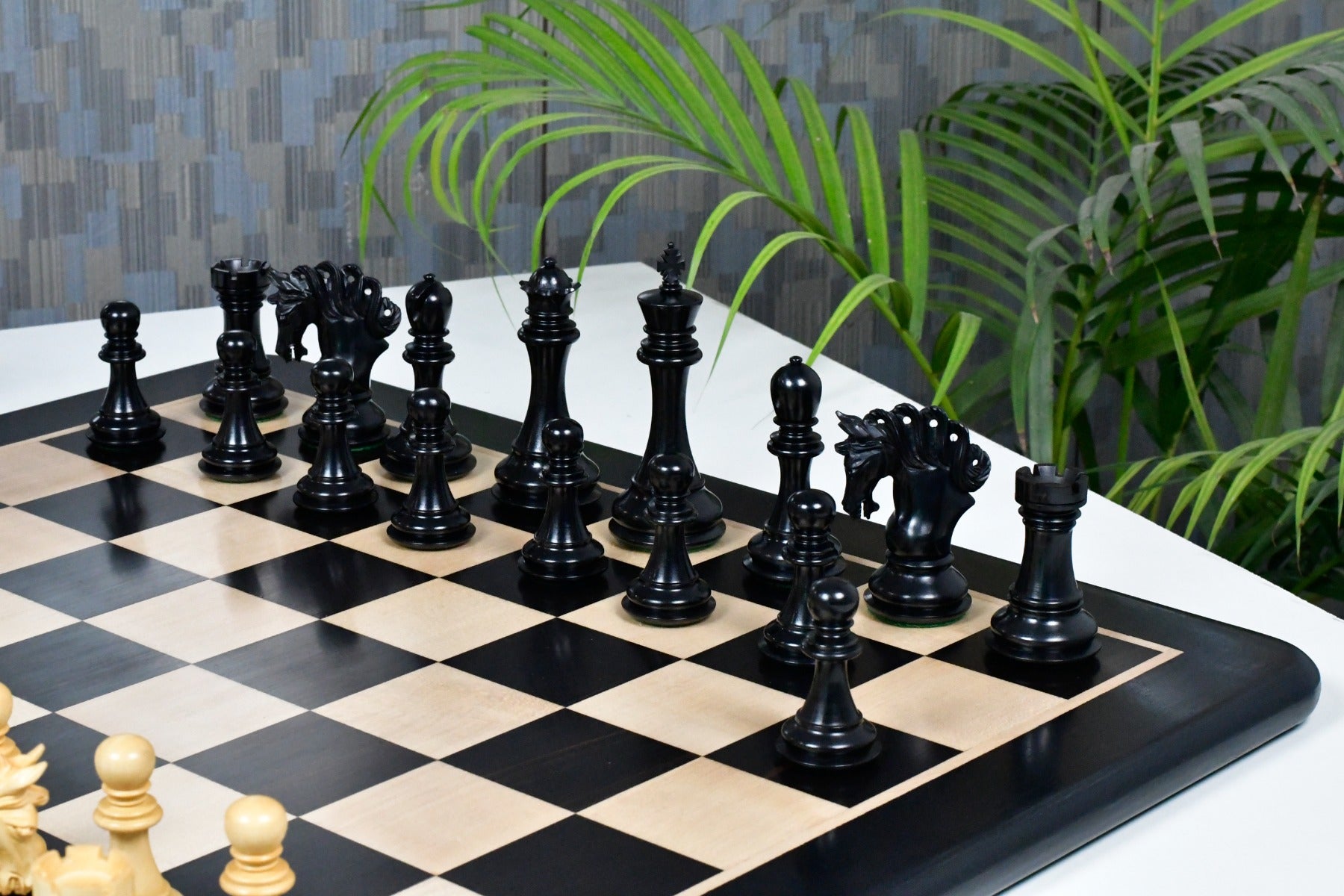 Combo of The Pegasus Series Artisan Staunton Chess Pieces ver 2.0 in Ebony / Boxwood - 4.6" King with Wooden Indian Handmade Chess Board 23" - 60 mm