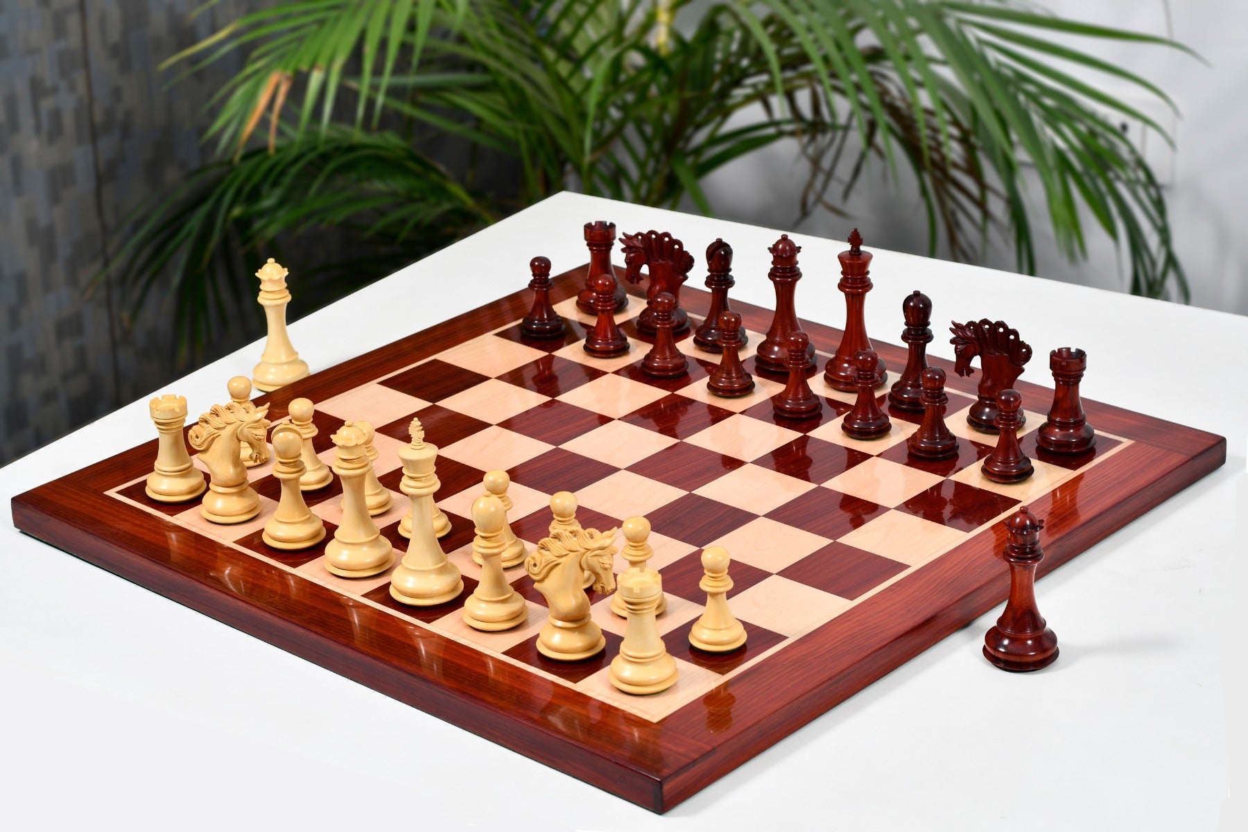 Pegasus Series Artisan Chess Set ver 2.0 in Padauk Wood / Boxwood - 4.6" King with Board