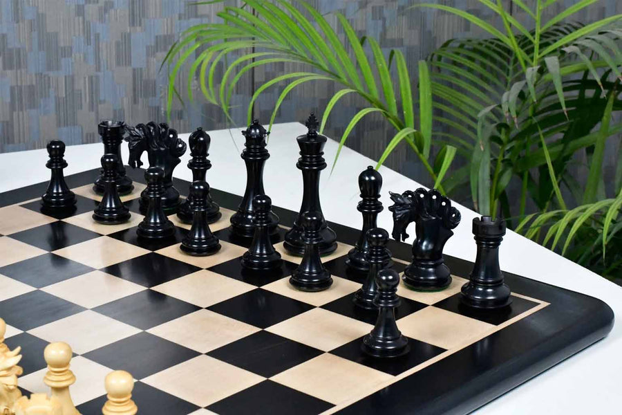 Pegasus Artisan Chess Set Ebony 4.6" with Indian Handmade 23" Board