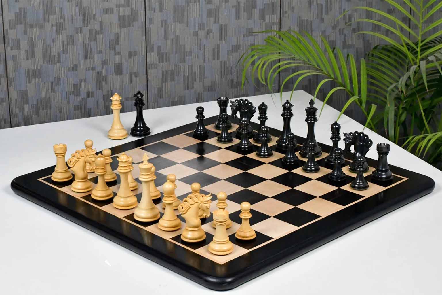 Pegasus Artisan Chess Set Ebony 4.6" with Indian Handmade 23" Board