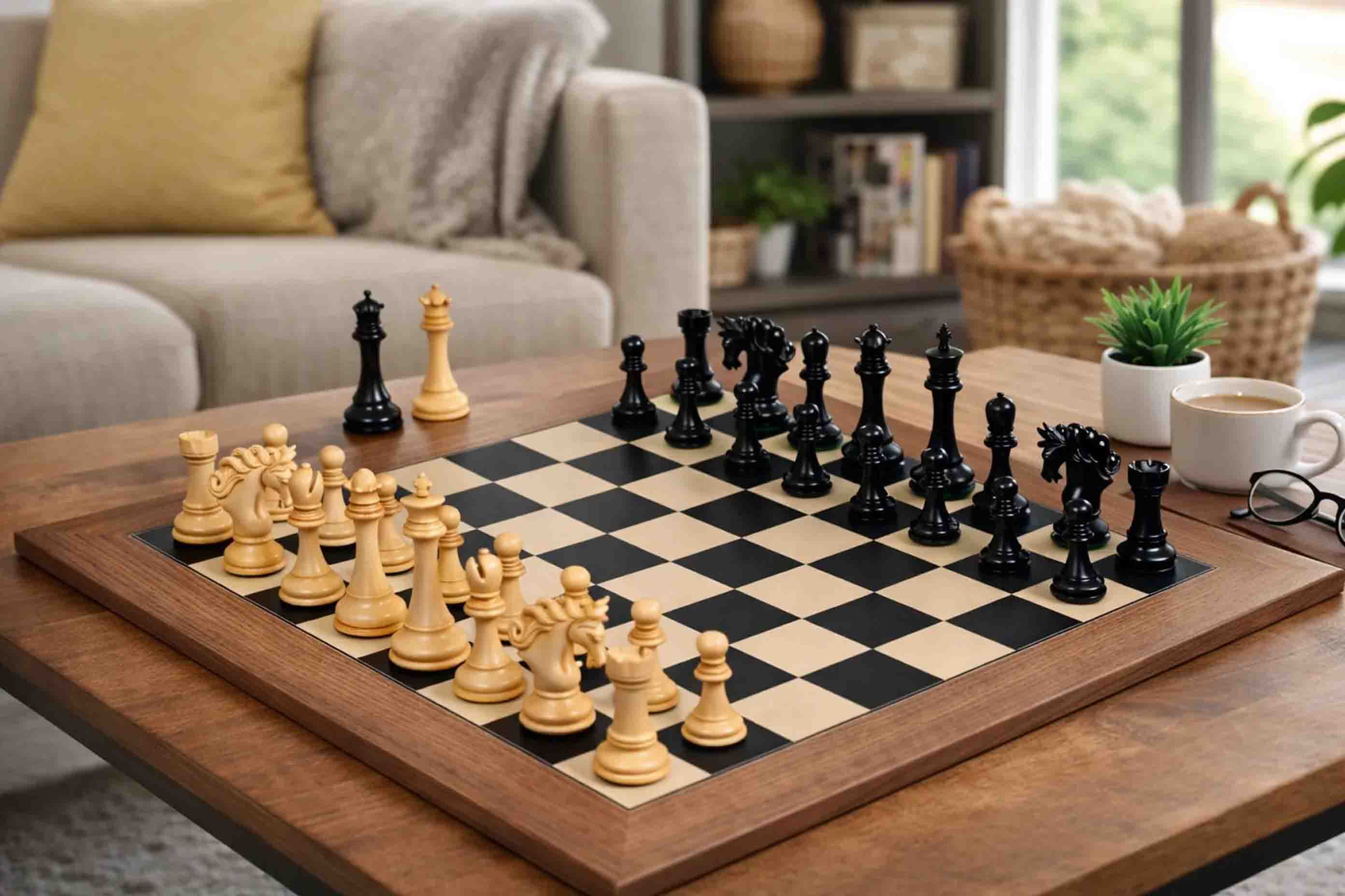 Pegasus Artisan Chess Set in Ebony Boxwood 4.6" King with 24" Board