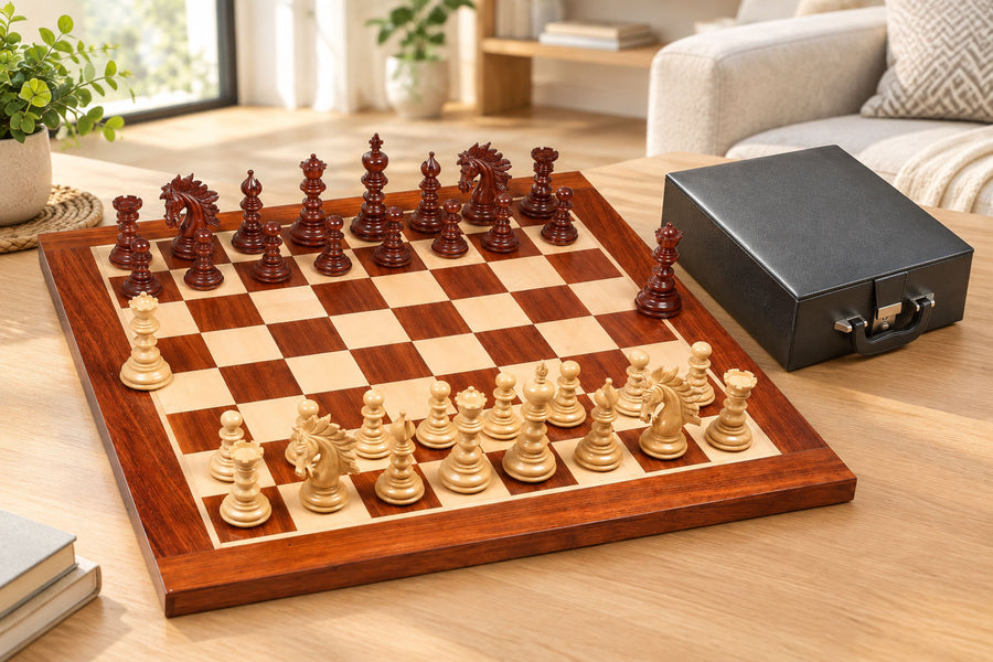 St. Petersburg Luxury Chess Set Bud Rosewood 4.2" Board & Storage Box