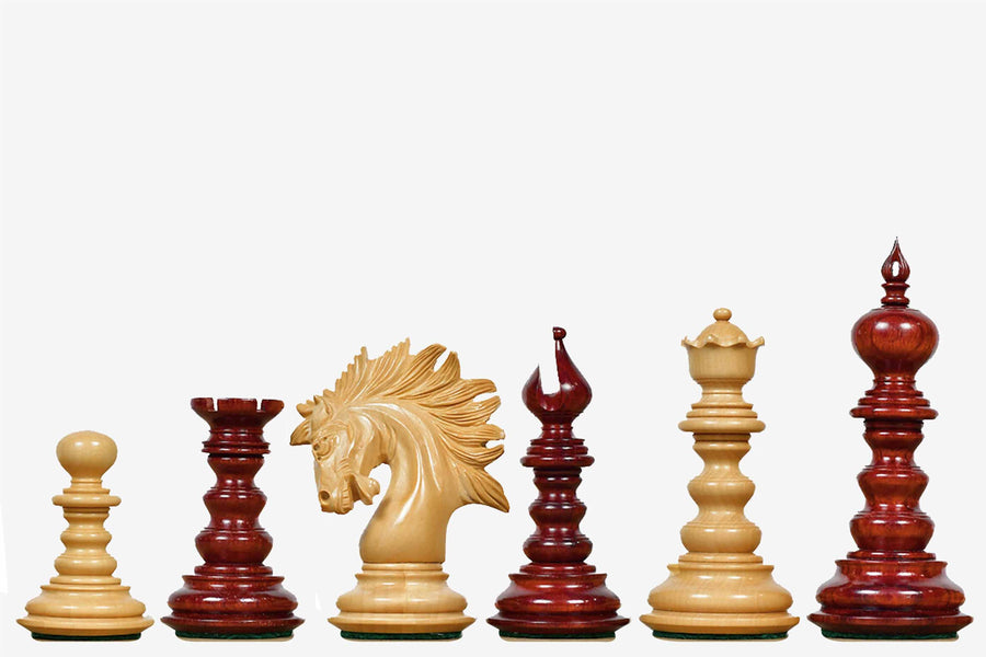 St. Petersburg Luxury Artisan Series Chess Pieces in Bud Rosewood / Boxwood - 4.3" King with Storage Box