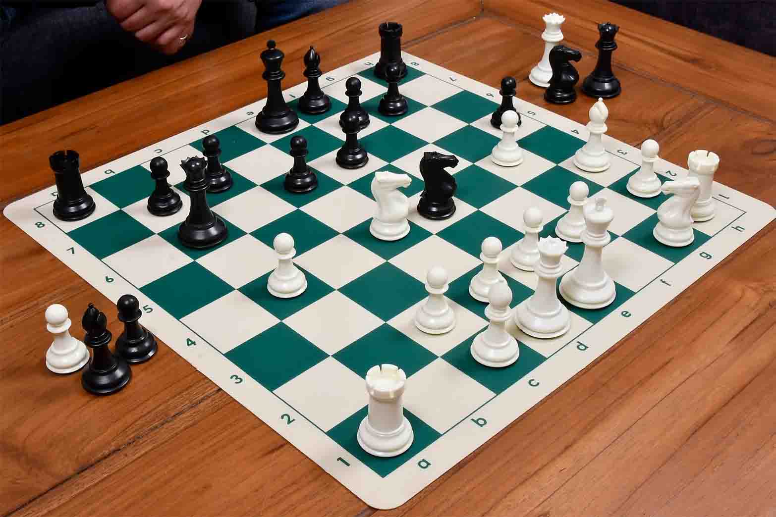 Pro Staunton Plastic Chess Pieces in Black & White (3.75" King)