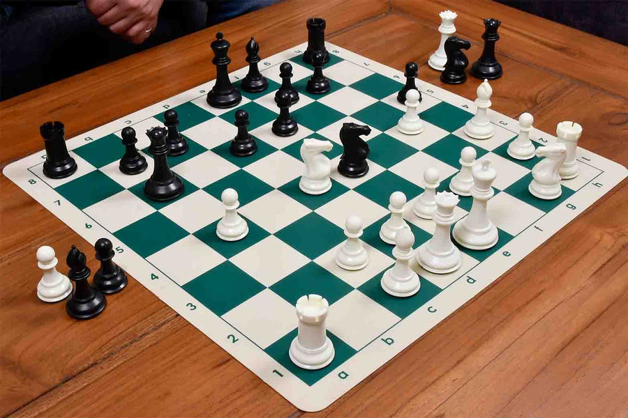 Pro Staunton Plastic Chess Pieces in Black & White (3.75" King)