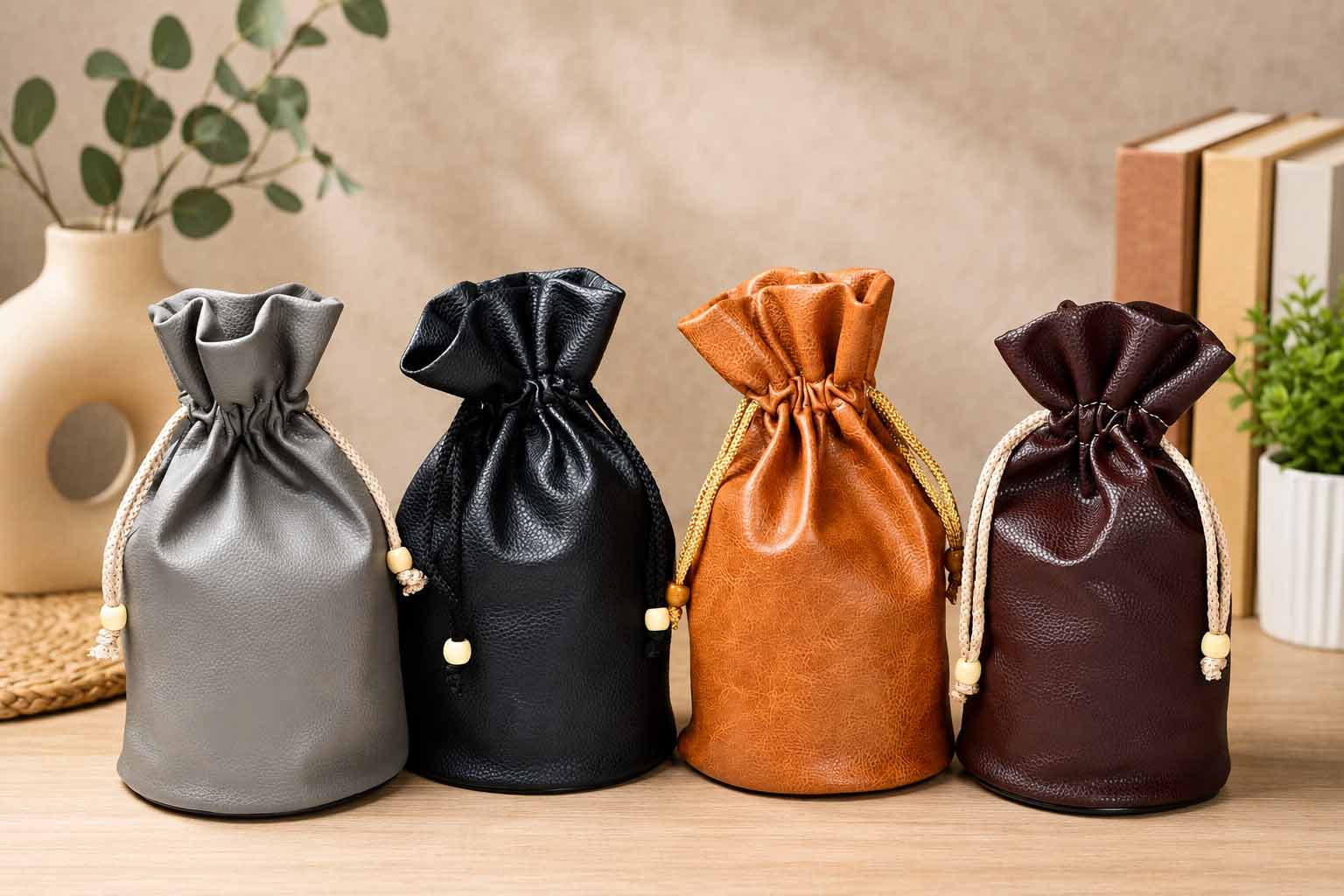 Colorful Leatherette Drawstring Storage Pouch for 3" to 4" King Chess Pieces