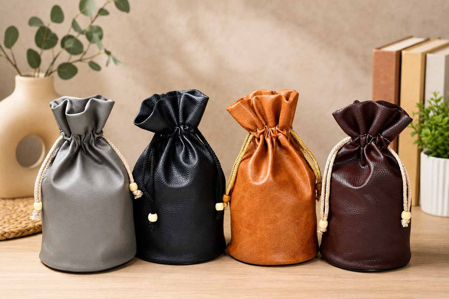 Colorful Leatherette Drawstring Storage Pouch for 3" to 4" King Chess Pieces