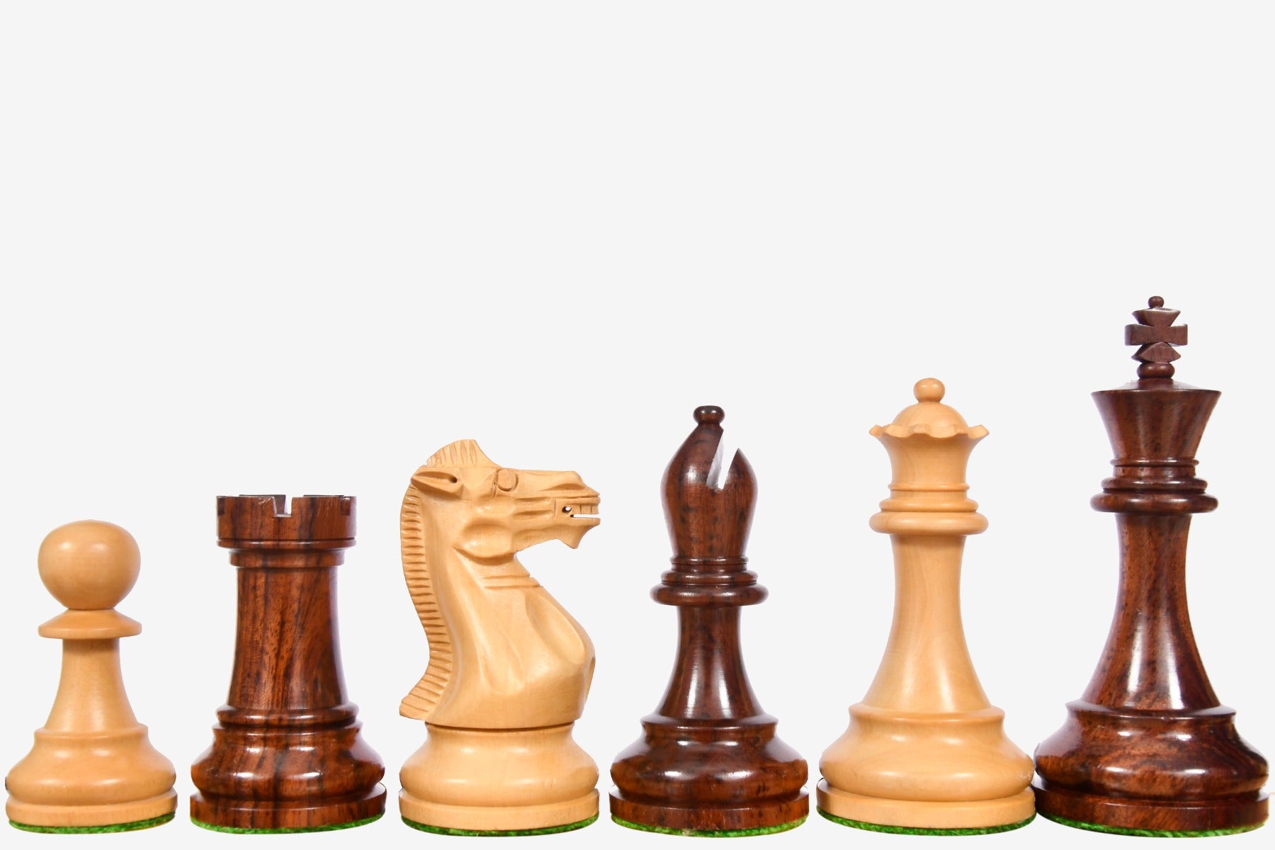 Prestige Staunton Series Weighted Chess Pieces in Anjan Wood & Box Wood - 4.0" King