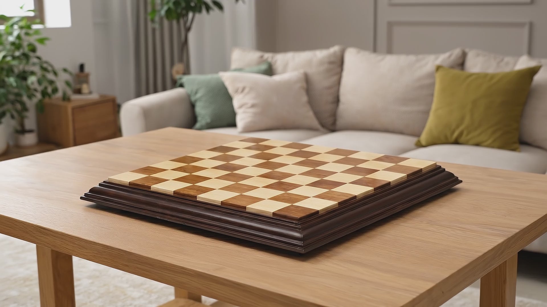 Load video: Luxury Chess Board in Sheesham Wood and Maple - 21" 56 mm