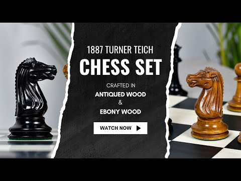Circa 1887 Turner-Teich Staunton Chess Pieces Ebony & Golden