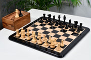 Pro Staunton Chess Pieces in Ebonized/Boxwood With Board & Box- 3.8" King