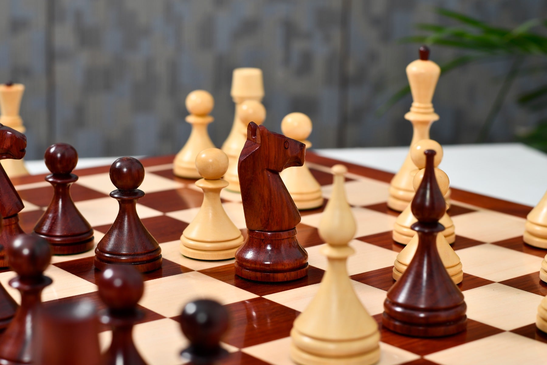 Reproduced 1961 Soviet Championship Baku Chess Pieces in Bud Rosewood & Boxwood  - 4” King