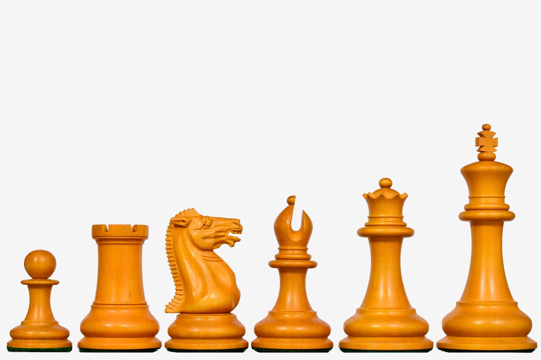 1849 Original Staunton Pattern Triple Weighted Wooden Chess Pieces in Genuine Ebony & Antiqued Boxwood - 4.5" King w/ King Side Stamping