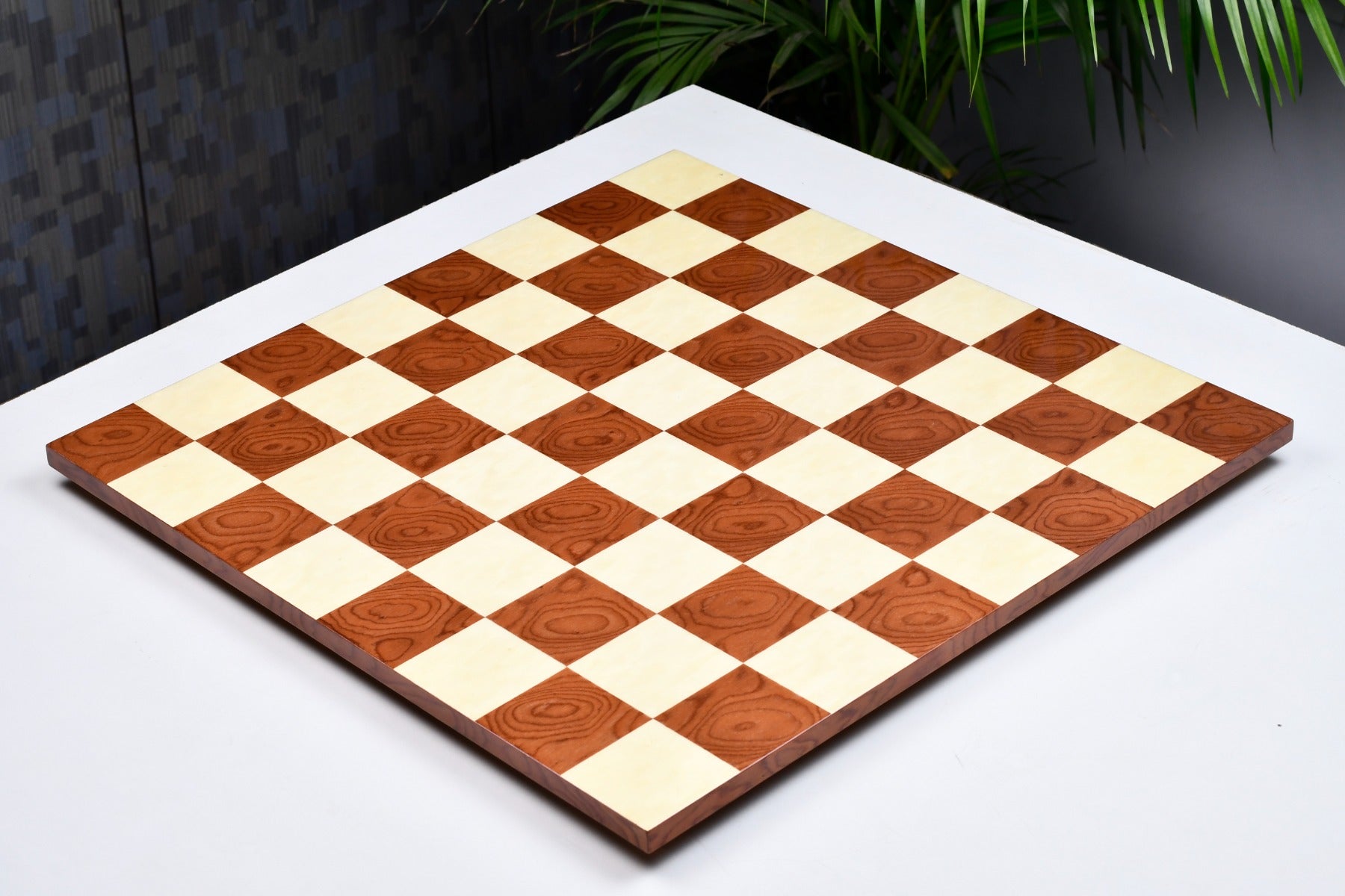Minimalist Wooden Red Ash Burl Maple Hi Gloss Finish Borderless Chess Board 19" - 60 mm By Chessbazaar